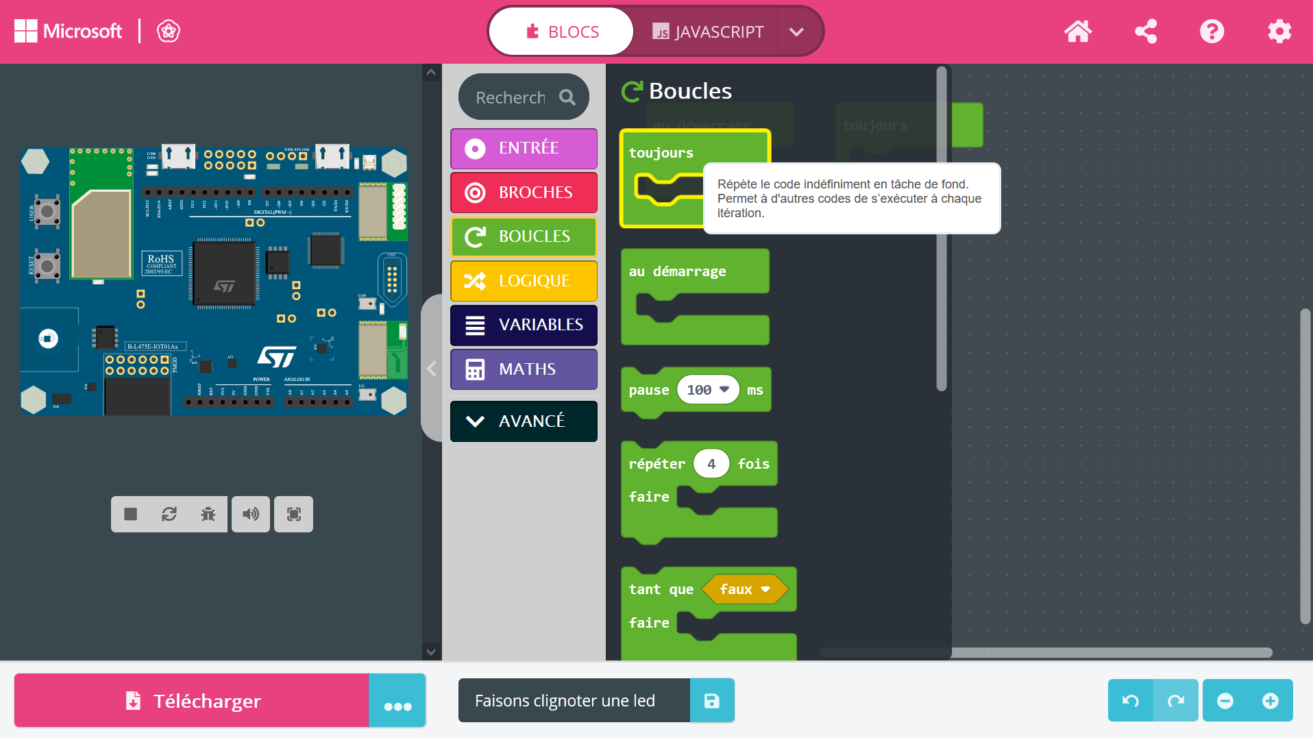 Ajouter une boucle forever